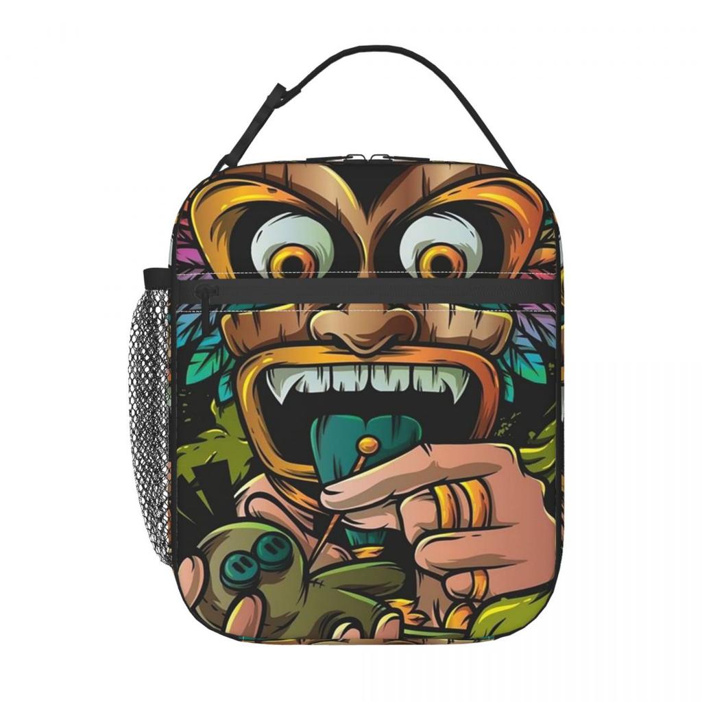 Bronze Cartoon Tribal Face Insulated Lunch Bag for Women Children Leakproof Food Boxes Thermal Lunch Box Tote
