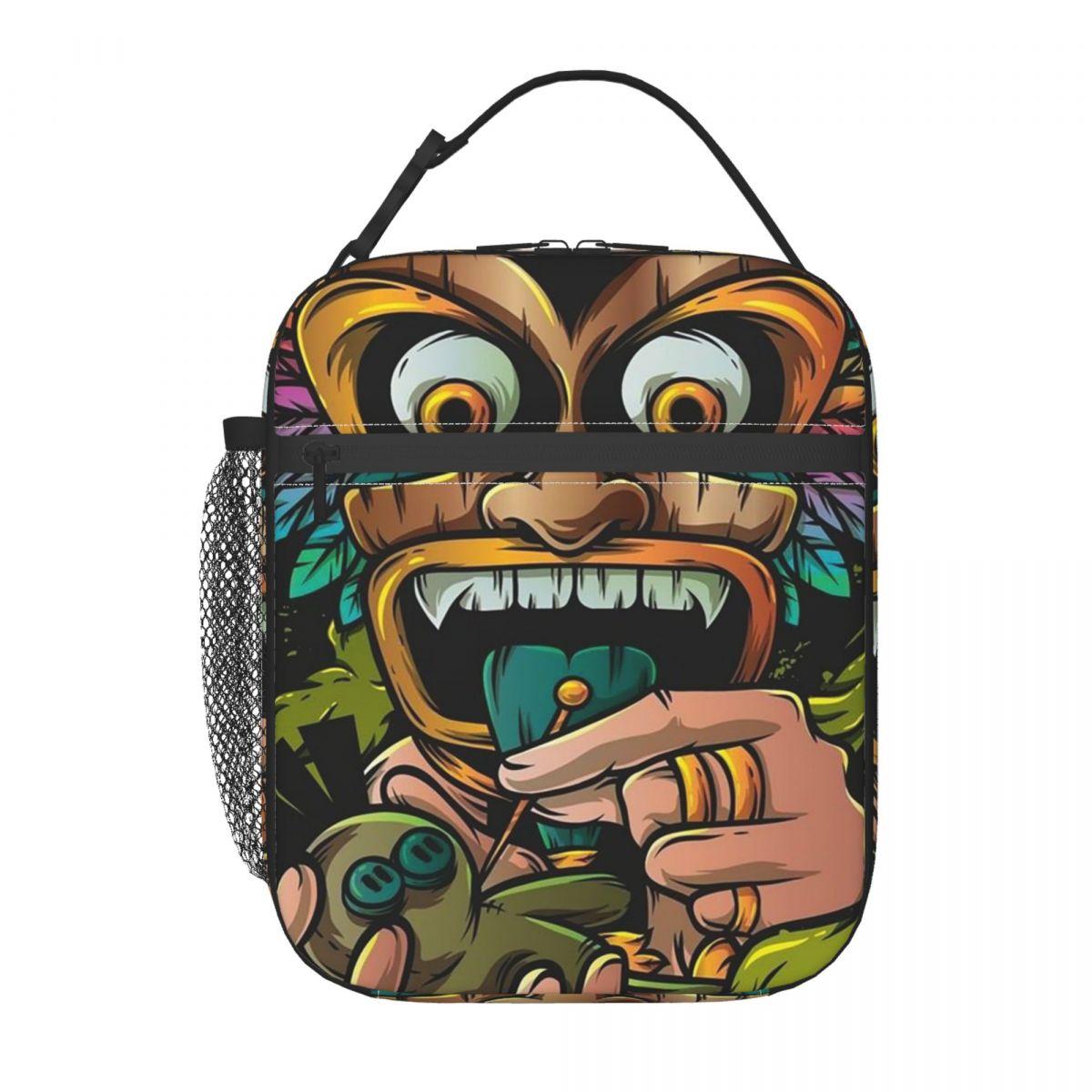 

Bronze Cartoon Tribal Face Insulated Lunch Bag for Women Children Leakproof Food Boxes Thermal Lunch Box Tote One Size