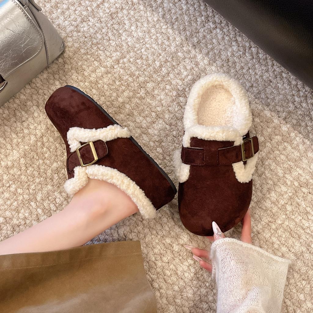 Round head retro thick-soled velvet cotton shoes women's new autumn and winter warm outer wear non-slip fluff