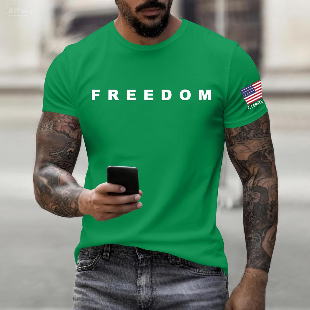 Fashionable Round Neck Short Sleeve Work Clothes Printed Tops For Mens Summer Tops