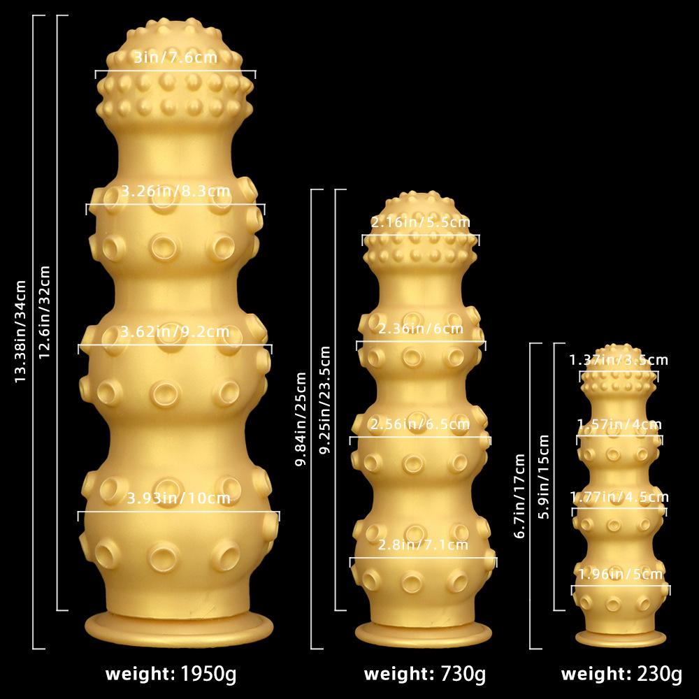 Zlaté silikonové dildo Velký korálek Anální zátka Anální sex hračky Masturbátor Fisting Popruh na penis Velký penis