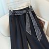 Women's Elastic Waist Wide-Leg Cropped Pants