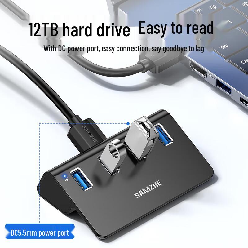 SAMZHE JXQ-H04 USB 3.0 4-Port Aluminum Desktop HUB