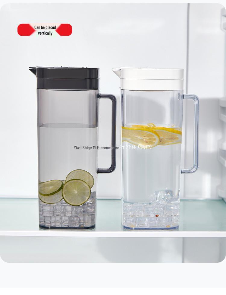 Large Capacity Flip-Top Plastic Water Jug for Refrigerator Door - Ideal for Juice, Tea, Cold Brew, and Ice-Drip.
