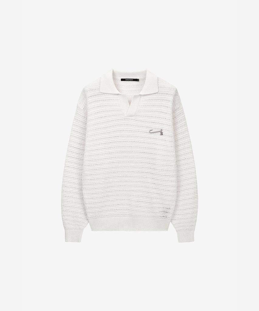 ZIOSONGZIO Tweed Open Collar Off-White Zi2Kt205Ow
