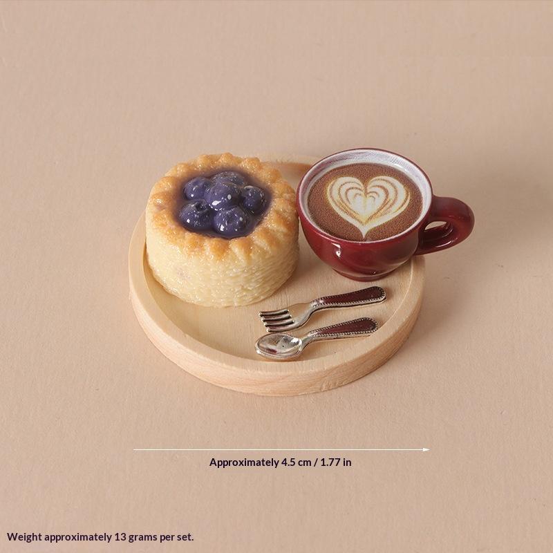 Miniature Dollhouse Coffee & Pastry Set Realistic Food Tray Accessory for Handmade Diorama Scene Kids Pretend Play A3