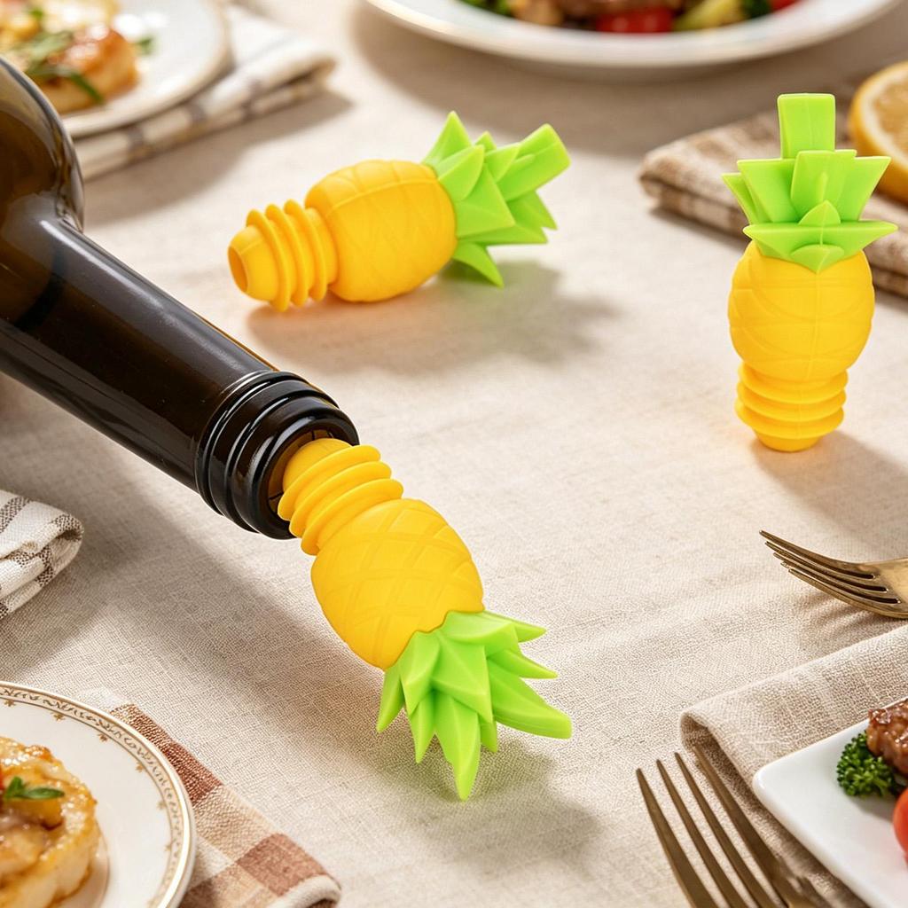 Pineapple Shape Wine Stopper Beverage Sealed Preservation Wine Stopper Funny Bottle Topper For Brandy Champagne Vodka Beer