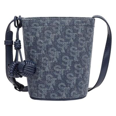 Women's Retro Monogram Small Crossbody Bucket Bag