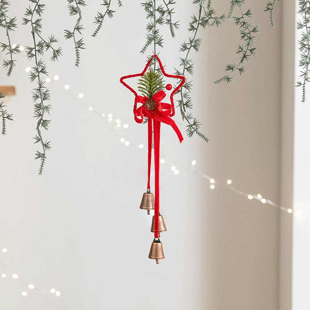 Iron Retro Christmas Bells Red Xmas Tree Hanging Bells Exquisite Christmas Chime Bells  Car Holiday