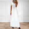 Damen-Sommerkleid, satte Farben, Blumendruck, V-Ausschnitt, Spitze, Patchwork, aushöhlen, kurze Ärmel, plissiert, Boho-Party, Maxikleid, Damenbekleidung