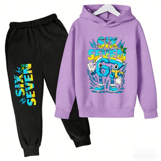 3-12Y 67 Six Seven Print Kid's Fashion Hoodie+Pants Suit for Boys Girls, Casual Sports Tracksuit, Children Holiday Gifts