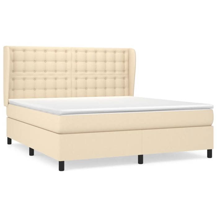 3128298 vidaXL Lit à sommier tapissier avec matelas Crème 160x200 cm Tissu