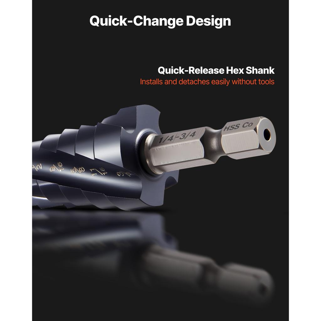 SucceBuy Step Drill Bit TiAlN Coating Cobalt HSS High Speed Steel Four Spiral Flute Step Bit for Metal Stainless Steel Aluminum