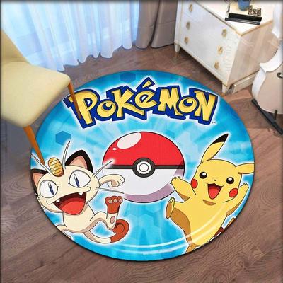 Cartoon Pokemon Round Carpet Floor Mat Cute Pikachu Carpets Floor Rug For Bedroom Living Room Chair Non-Slip