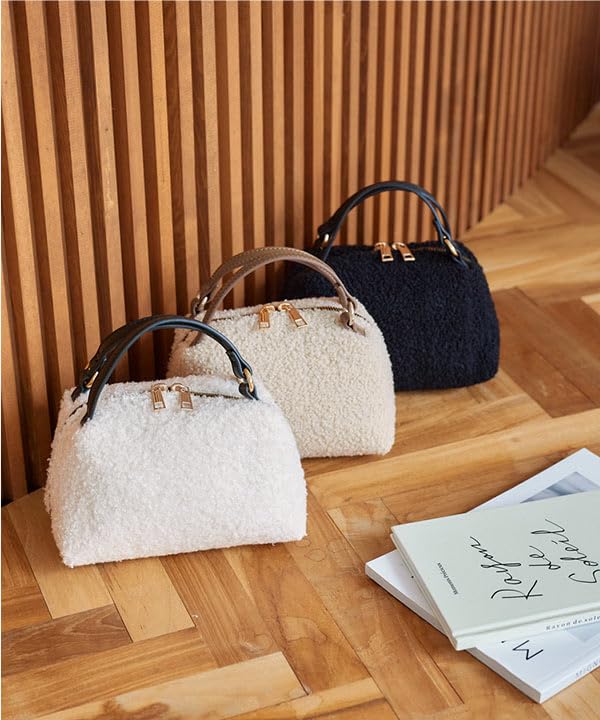 Kobe Lettuce Fur Boa Mini for Free White Boa Bag, 2-Way Shoulder/Handbag Women, Fall/Winter [B1542], Size,