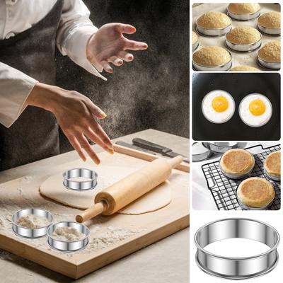 12 st Crumpetringar Muffinsringar Rostfritt Stål Non-stick Runda Formar för Tårta Kaka Matlagning Bakning Köksredskap 8/10CM