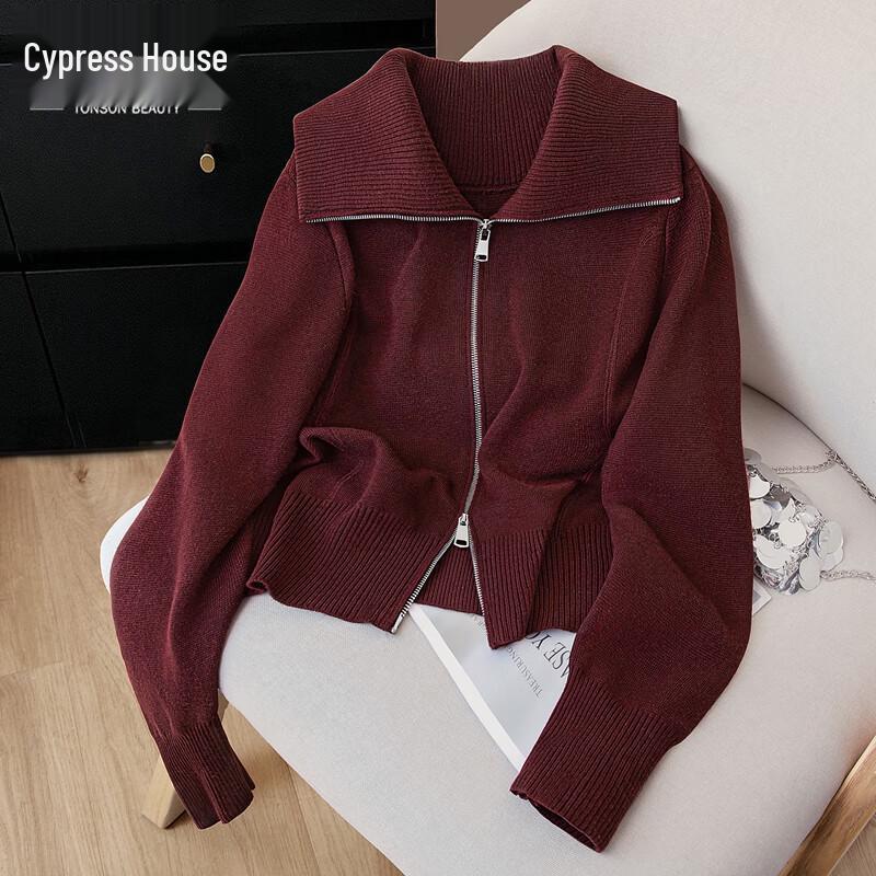 

Women s Long Sleeve Lapel Zipper Cardigan Sweater L