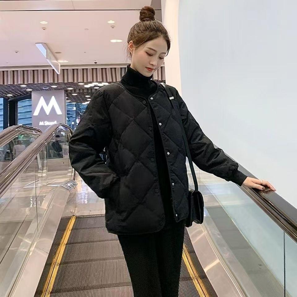 Short Diamond-Quilted Cotton Coat Women's Autumn Winter Lightweight Versatile Loose Padded Jacket