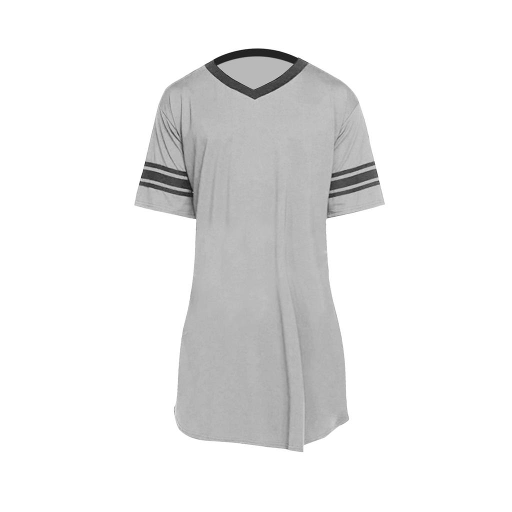 Men's Short Sleeve Cotton Nightshirts for Sleeping V Neck Oversized Sleep Shirts