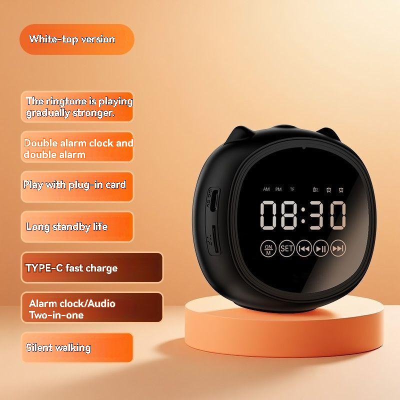 

LED Digital Alarm Clock Long Standby Bluetooth Speaker Gradual Ringtone Playing Ornament for Bedroom Living Room Home Decor чорний
