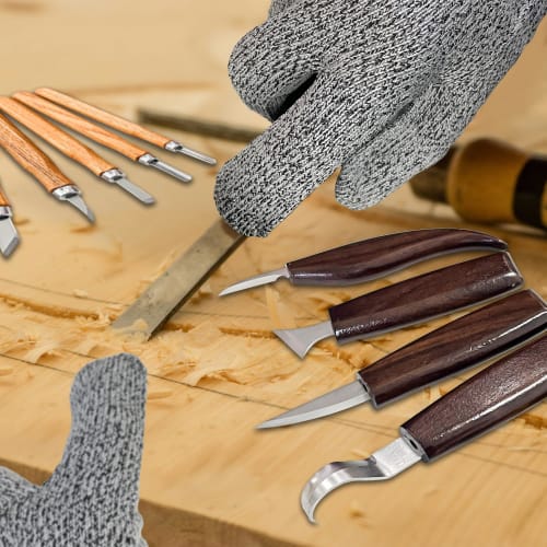 Socpuro Carving Knife Set, Wood Carving, Chisel for Beginners, Art Knife with Wooden Handle, Straight, Curved, and Irregular Carving, from Rough to Fi