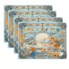 2/4/6pcs Minimally Designed Floral Kitchen Decorative Placemat Made Of Polyester Linen And Anti Slip Dining Table Mat