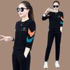 Women's Spring and Fall Sports Casual Suit Long Sleeve Crew Neck Sweatshirt + Sweatpants Two Piece Set