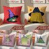 Casual daily Magical Whimsical Wizard frog Cushion Cover Linen Pillowcase Cover Soft Decor for Sofa Home Room