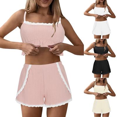 Women's Pajama Set Velvet Sexy Solid Color Shorts Two Piece Set