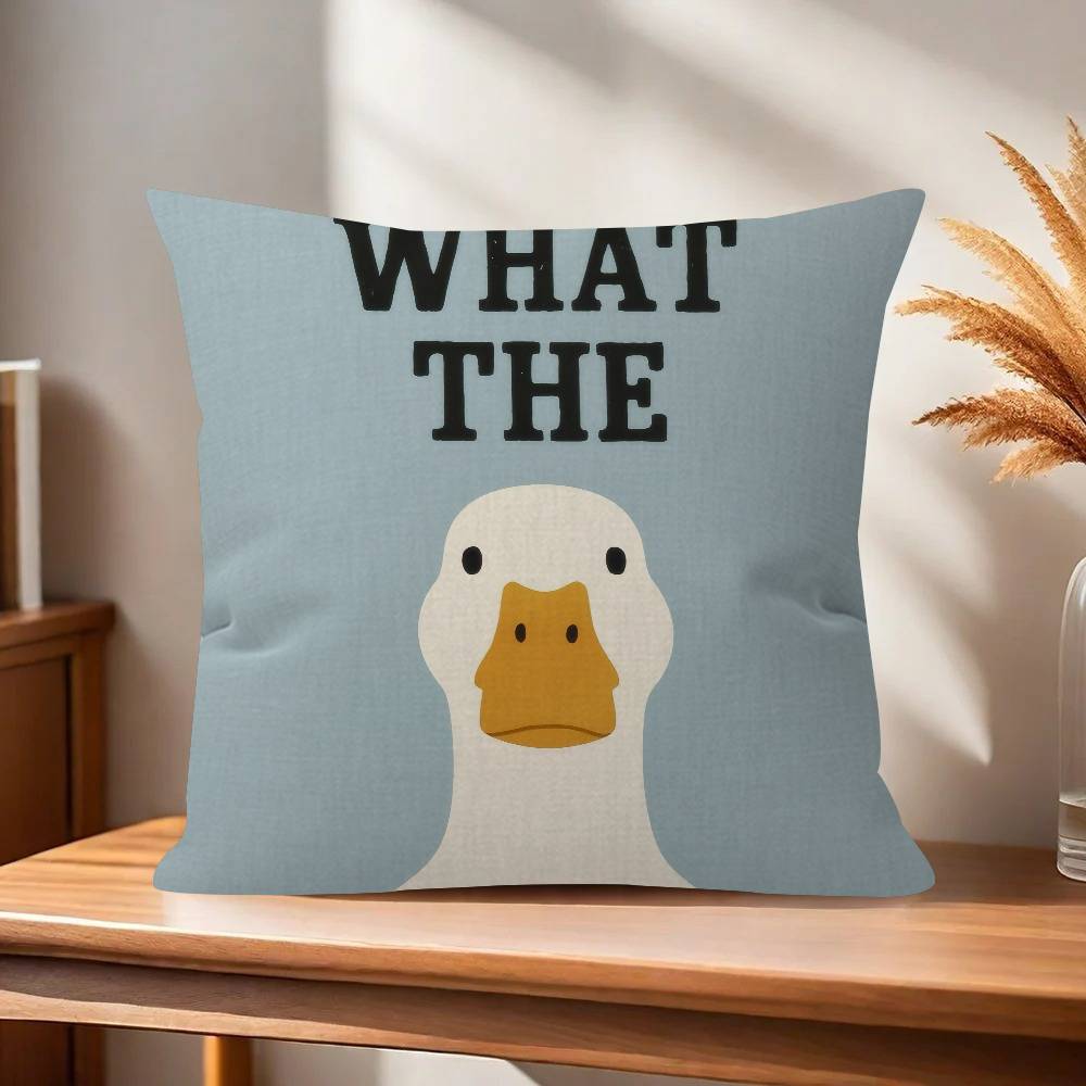 What The Duck Print Art Funny Decorative Room Aesthetics Pillow Case Home Decor Bedroom Sofa Bed Couch Pillow Cover 45x45