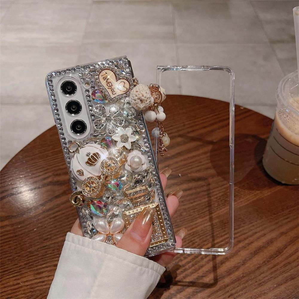 Exquisite Luxus DIY Diamant Anti-Drop Schutzhülle Für Samsung Galaxy Z Fold 7 6 5 4 3 2 Luxuriöser Strassstein Frau Telefon Celular Hülle