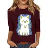 Pullover da donna con colletto stampato, manica a tre quarti, casual e alla moda