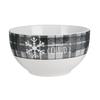 [Q4372] - White Gray 'Scottish Tartan' Ceramic Bowl (flake - Warm) - 7x14 Cm (40 Cl)