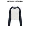 UR Women's Trendy Color Block Double Zipper Hooded Knitted Cardigan
