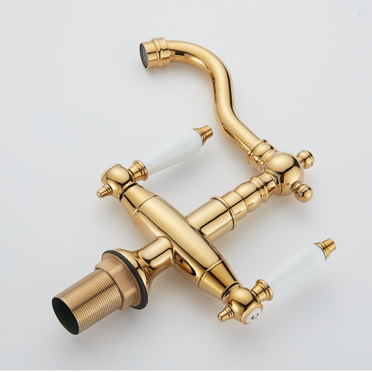 Basin Faucets Antique Brass Bathroom Faucets Industrial Style Sindle Hole Dual Handle Contemporary Water Mixer Tap  85537