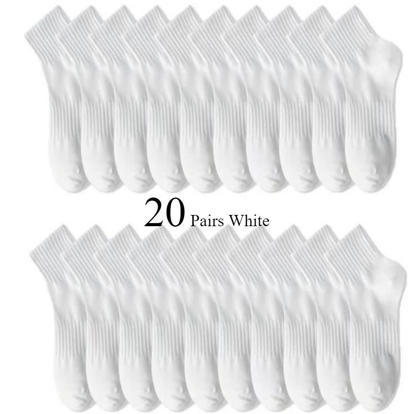 10/20 Pairs Neutral Solid Color Round Neck Socks Spring Summer Sweat Absorbing Breathable Soft Comfortable Couple Sports Socks