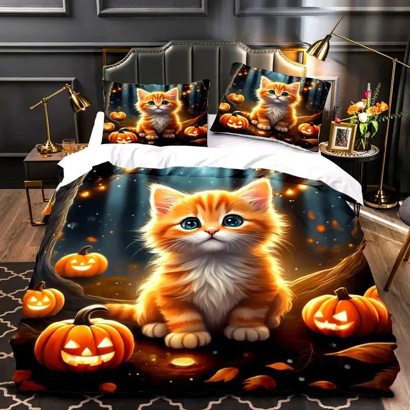 Hot Sale 3D Cute Cat Bedding Set Baby Duvet Cover Sets Bedclothes Twin Single King Kids Adult Teens Best Gift