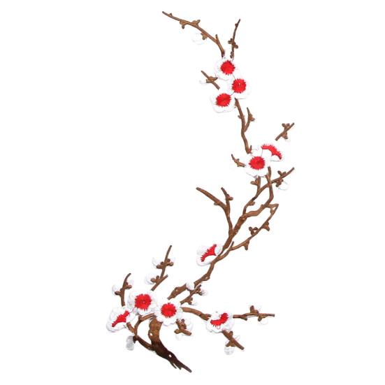 Fabric Applique for DIY Projects Cherry Blossom Patches Clothing, Vintage Plum Sewing Patches, Iron On Flower Jackets Floral Appliques Jeans