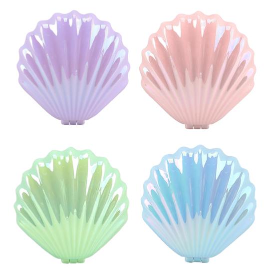2-In-1 Mini Air Cushion Brush with Makeup Mirror Portable Shell Shape Travel Hair Comb Women Girls Folding Round Mirror Scalp