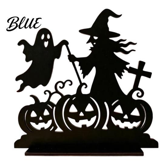 Haunted House Decoration Witch Wooden Table Centerpiece Spooky Castle Black Cat Standing Halloween