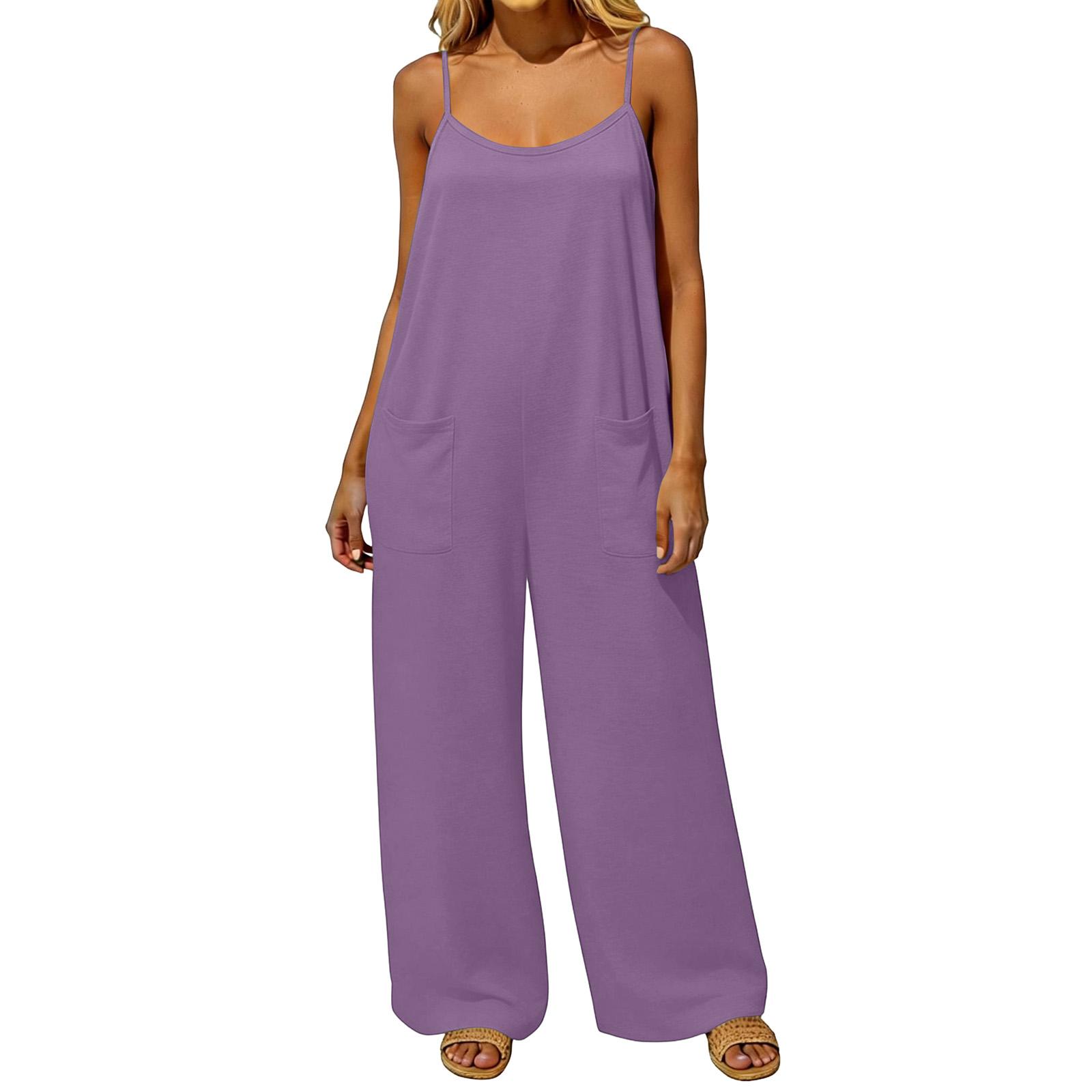 

Women s Jumpsuit, Casual And Loose Fit, Featuring A Backless Design With Vintage Thin Straps. This Loungewear Jumpsuit Is Made From A Cotton And Li XL фіолетовий