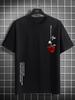 Summer New Rose Print Men's T-shirt Loose Size 100% Cotton Rose Print Casual Slim Round Neck Short-sleeved T-shirt Top
