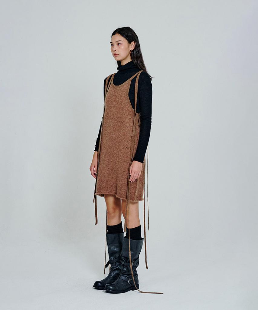 Deoaeteus Strap Detail Knit Mini Dress_Brown