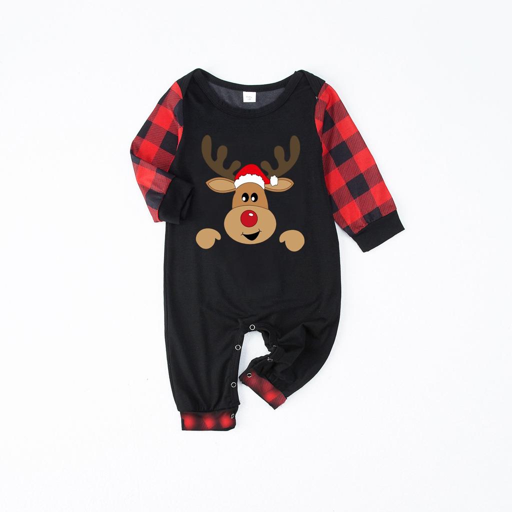 Weihnachtsdruck Süßes Familienset Schlafanzug, Hauskleidung, Familienset Langarm Oberteil Hosen Set