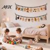 Nursery Room Wall Decor Stuffed Doll Cotton Hanging Storage Chain, Mounted Organizer with Plushie Display Chain Metal Clips, Boho Strap for