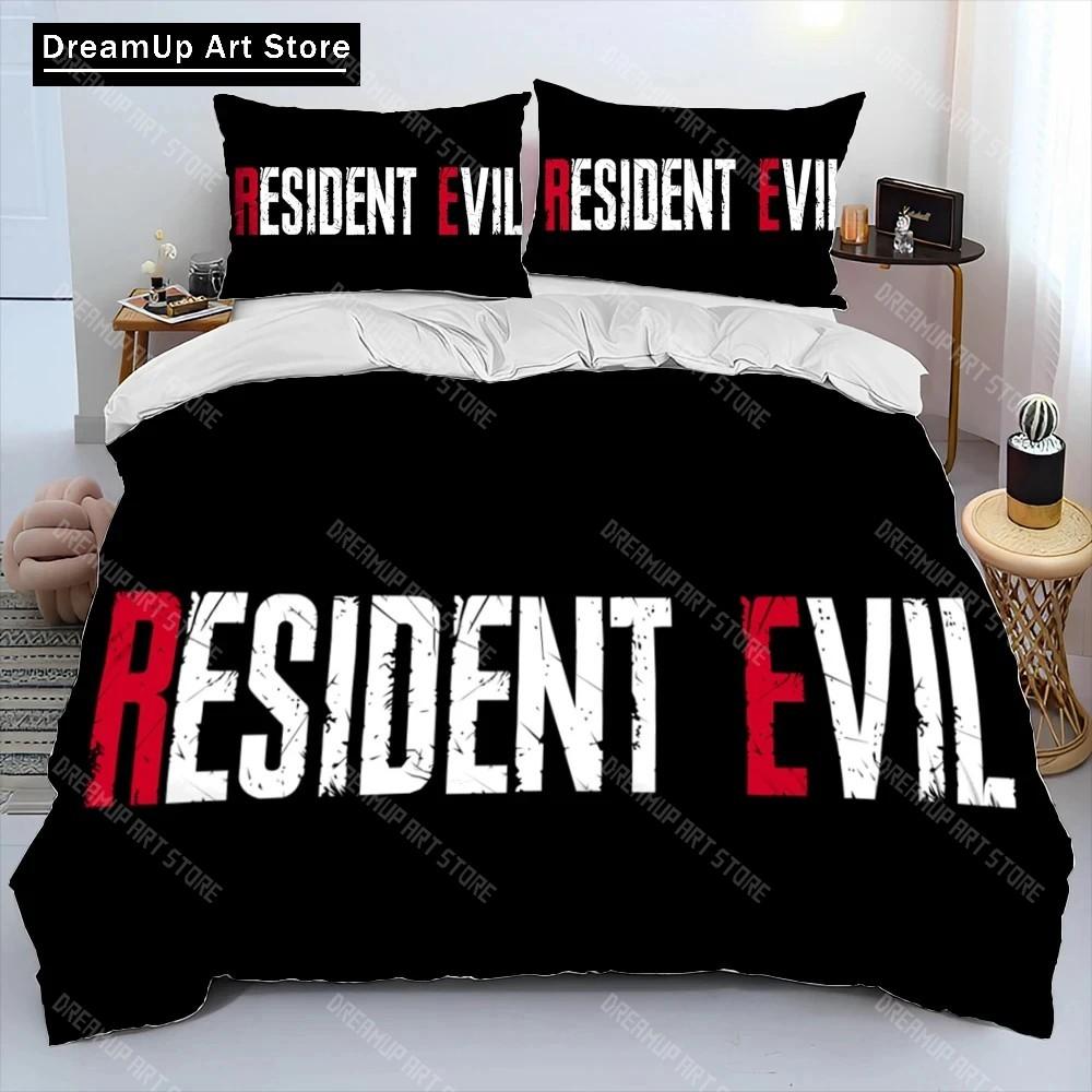 3D R-Resident Evil Spel Gamer Täcke Sängklädesset, Påslakan Sängset Quiltöverdrag Örngott, King Queen Size Sängklädesset Pojkar