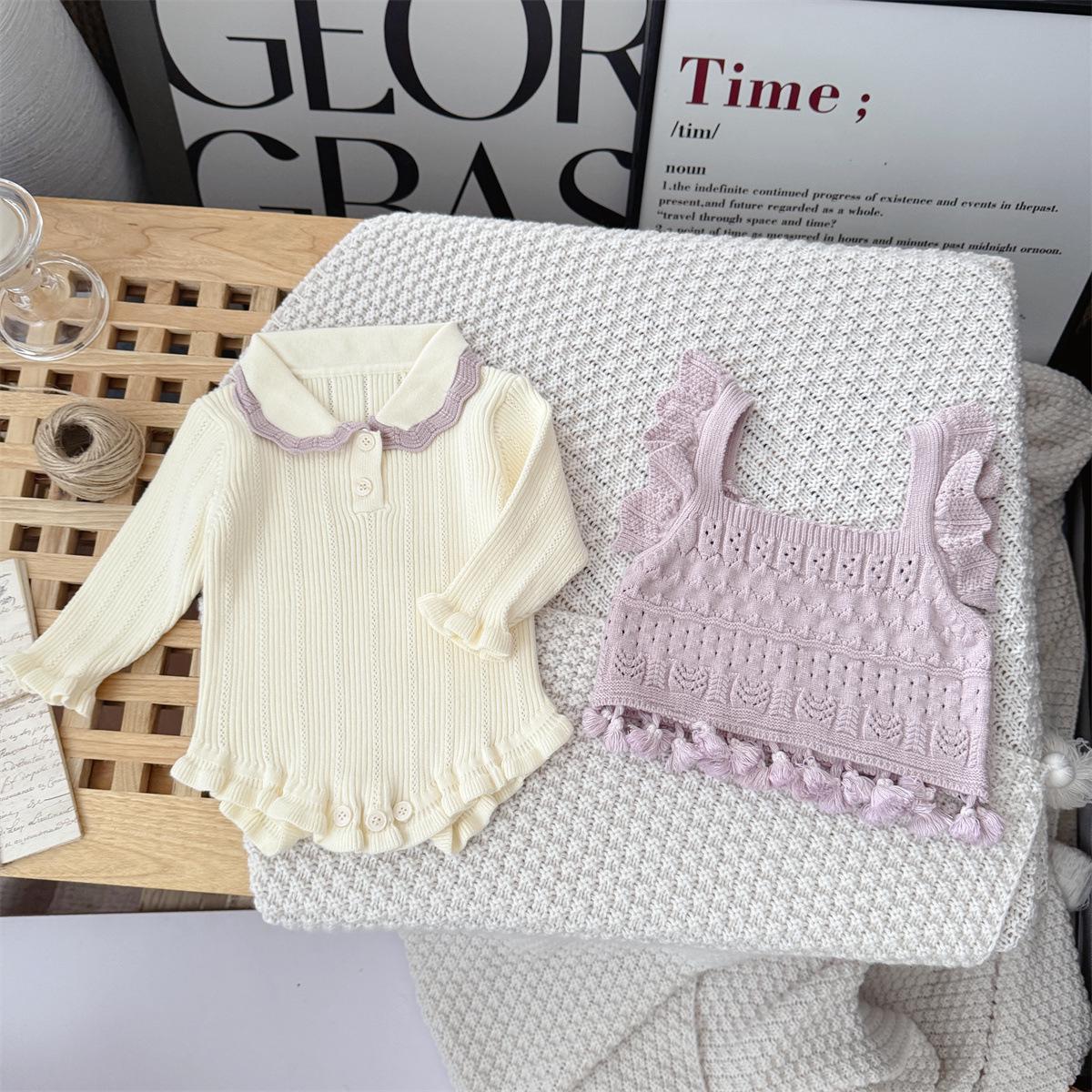 

Модний в язаний вовняний комплект з бахромою Pinjia для дівчаток (светр та штани) #66 (0-3 months, 12 pounds)