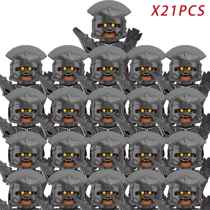 New 8pcs/lot MOC Uruk-hai Orc Army Group Orcus Figures Model Building Blocks LOTR Bricks Medieval Toys for Children gifts