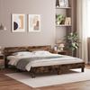 VidaXL Bed Frames with Headboard and LED, Double Bed with Slatted Base, Adult Bedroom Bed, Smoked Oak 180x200 Cm 3207529