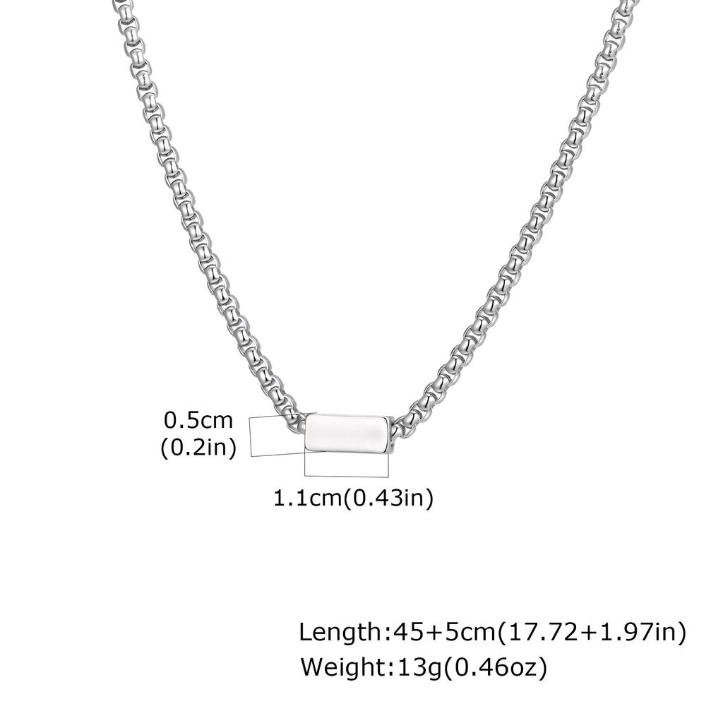 Vnox Stainless Steel Box Chain Necklace for Men, Geometric Square Adjustable Metal Neck Chain, Fashion Casual Hip Hop Jewelry